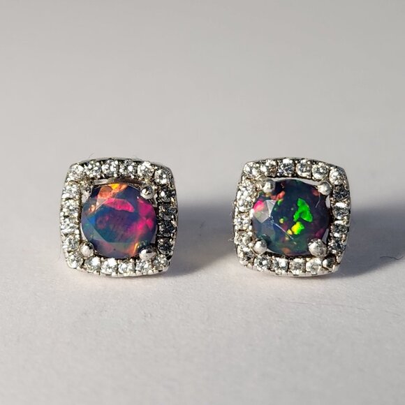 Estate Jewelry - [SOLD/Update] REAL Australian Lightning Ridge Opal .90ctw 925 Stud Earrings